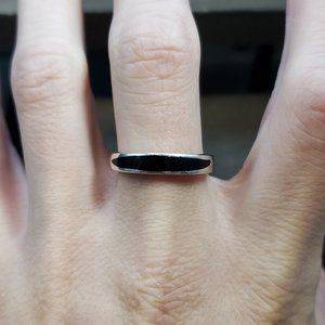 Size 9.5 Sterling Silver Cool Black Enamel Inlay Ring